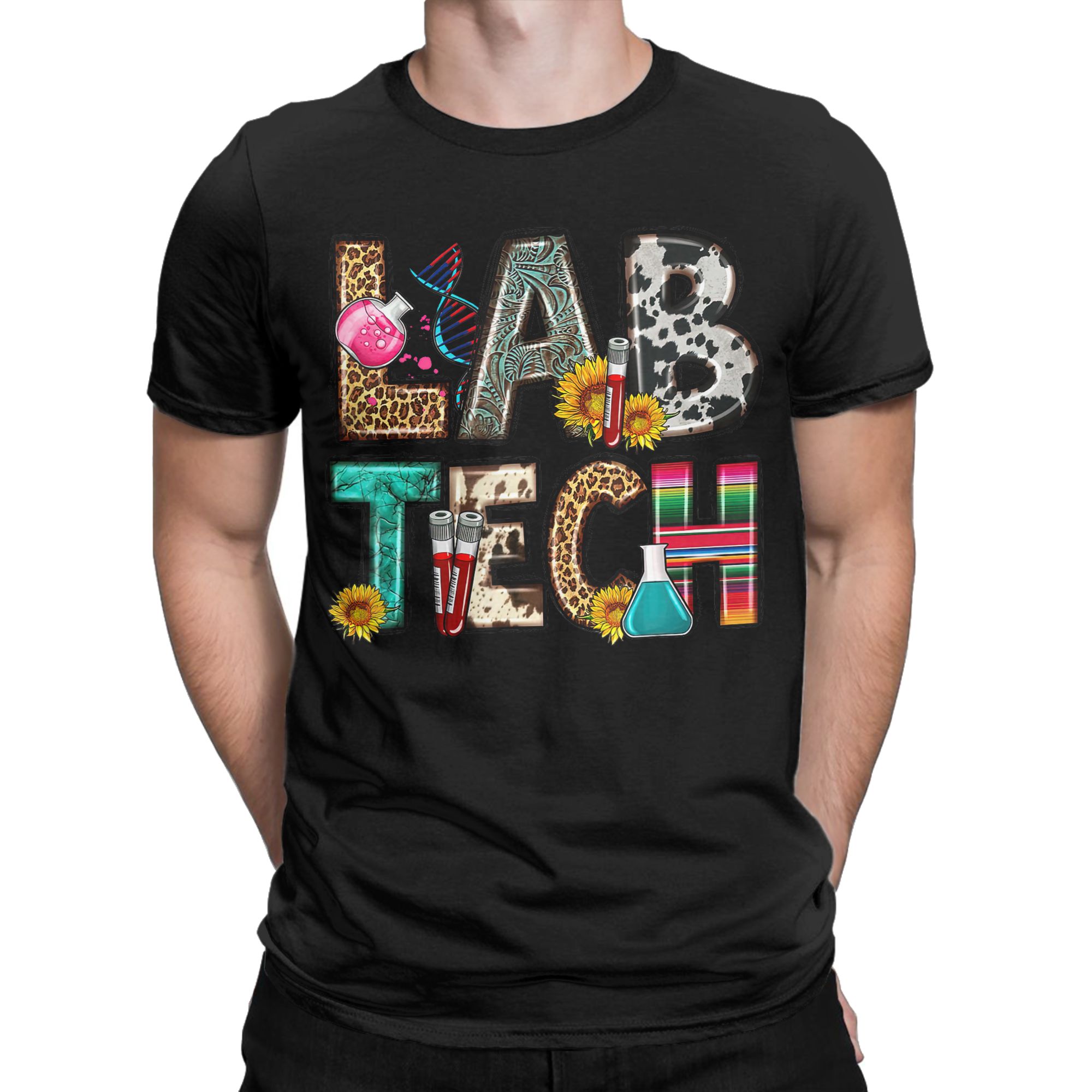 Medical Lab Graphics - Retro Tech Leopard Floral Medical Laboratory
