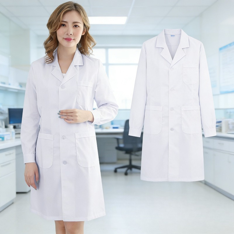 White Long Sleeve Doctor Nurse - огляд і ціна Medical Lab Gown